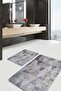 Set of 2 Antique Motif on Smoked Floor Retro Geometric Antique Motif 2-Piece Bath Mat Set - 3