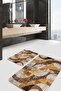 2-Piece Simple & Stylish Classic 2-Piece Bathroom & Kitchen Mat Set with Geometric Motif on Cream Floor - 2