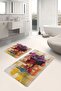 Modern Classic 2-Piece Bathroom & Kitchen Mat Set with Paint Pattern on Painting Floor with Brush Bumps Motif - 5
