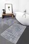 Set of 2 Plain & Stylish 2-Piece Bathroom Mat Set with Knitted Motif on Gray Floor and Antique Patterned - 3