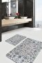Antique Avangarde Ethnic Motifs 2-Piece Bathroom & Kitchen Mat Set with Woven Carpet on Cream Floor - 2