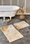 Set of 2 Geometric Motif Houndstooth Patterned Geometric Classic 2-Piece Bath Mat Set on Gold Floor - 6
