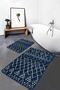 Traditional Geometric Ethnic Motifs with Authentic Motifs on Blue Background 2-Piece Bathroom & Kitchen Mat Set