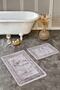 Set of 2 Burgundy Antique Motif Frame on the Floor Antique Motif Vintage 2-Piece Bath Mat Set - 6