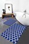 Set of 2 Navy Blue Ogea Motif Morrocan Patterned Geometric Simple & Stylish 2-Piece Bath Mat Set - 5