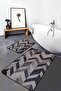 Cream - Brown Patchwork Motif Fur on the Floor Simple & Stylish Classic 2-Piece Bathroom & Kitchen Mat Set