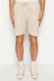 Ecru Regular Fit 100% Cotton Linen Look Shorts Tmnss23Sr00030 - 5