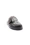 Women's Closed Toe Stone Square Crest Fur Slippers Black Crocodile Suede 8463268 - 2