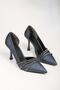 Women's Aern Navy Blue Satin Stone Heeled Shoes Stiletto - 5
