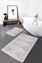 Geometric Tribal Patterned Geometric Classic 2-Piece Bathroom & Kitchen Mat Set with Geometric Motifs on Cream