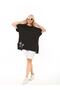 Large Size T-shirt Knitted Viscose Black Daisy Printed Casual Model