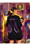 Large Size Black Unisex Oversize T-shirt with Power Written on the Front and Wings Printed on the Back