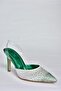 P931536209 Green Pointed Toe Thin Heeled Women's Shoes - 6