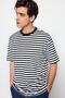 Siyah Oversize/Geniş Kesim Çizgili Kısa Kol T-Shirt TMNSS20TS0511 - 3