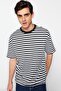 Siyah Oversize/Geniş Kesim Çizgili Kısa Kol T-Shirt TMNSS20TS0511