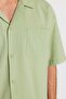Yeşil Oversize Fit Yazlık Pamuklu Gömlek TMNSS23GO00080 - 5