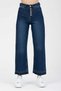 Women's Navy Blue Button Leg Detailed Flare Jeans Wide Leg Jeans Wide Leg Jeans - 4