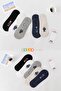 5 Pairs Teddy Bear Patterned Ballerina Women's Socks - 3