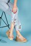 Nude Women's Leather Wedge Heeled Orthopedic Sandals - 4