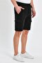 Men's Classic Cargo Multi Pocket Elastic Plain Black Shorts - 5