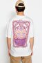 Ecru Unisex Oversize/Wide Cut Ethnic Back Printed 100% Cotton T-shirt TMNSS23TS00212 - 4