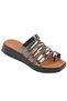 Capone Finger Detailed Multi-Striped Platinum Women's Leather Slippers - 3