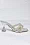 P251619134 Silver Mirror Stone Evening Dress Women's Heeled Slippers - 6