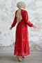 Merlin Floral Embroidered Chiffon Dress - Red - 5
