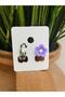 Purple Violet Flower Clip Non-Perforated Compression Girl's Earrings