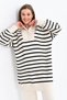 Women's Suit Zippered Striped Tunic Oversize Sweater Trousers Long Hijab Knitwear - 2