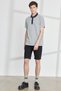Men's Gray Melange Slim Fit Narrow Cut Polo Neck Short Sleeve Cotton T-Shirt - 2