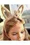 Cute Plush Fluffy 3D Toy Rabbit Ear Crown Big Little Kids Crown Coffee - 3