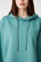 Blue Green Hooded Soft Textured Crop Sweatshirt Cropped Sweat - 3