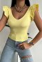Women's Yellow Ruffle Detailed Knitwear Blouse - 6