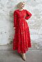 Merlin Floral Embroidered Chiffon Dress - Red