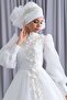 3D Lace Hijab Wedding Dress - 3