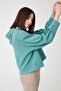 Blue Green Hooded Soft Textured Crop Sweatshirt Cropped Sweat - 4