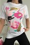 Women's White New Season Printed Gilded Cotton T-Shirt - 3