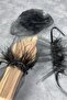 Bridal Accessory Black Veil Wedding Hat Hair Accessory and Seren Feather Double Wrist Accessory – Bride - 4