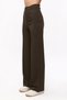 Khaki Front Button Detailed Wide Leg High Waist Trousers Leggings - 4