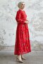 Merlin Floral Embroidered Chiffon Dress - Red - 4
