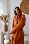Adult Plain Muslin Bathrobe, Custom Designed , %100 Cotton, Double Layer Hooded, Dark Terracotta Color. - 3
