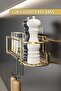 Spice Rack Luxury Metal Gold Kitchen Shelf Bathroom Shelf with Adhesive Hooks Stylish Design Salt Shaker Hanger - 2