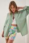 Women's Mint Green Oversize Long Basic Shirt - 3