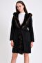 Black Cashmere Coat with Natural Sable Accessories