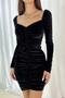 Velvet Gathered Front Sweetheart Neck Mini Dress - 2