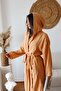 Adult Plain Muslin Bathrobe, Special Design 100% Cotton 2 Layers Hooded Light Tile - 2