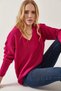 Women's Fuchsia V-Neck Soft Textured Knitwear Sweater KZK-19000598 - 3