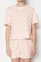Açık Pembe %100 Pamuklu Puantiyeli ve Kalpli Şortlu Örme Pijama Takımı THMSS21PT1485 - 4