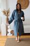 Adult Plain Muslin Bathrobe, Special Design 100% Cotton 2 Layers Hooded Indigo Blue